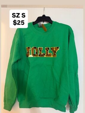 Custom “JOLLY” Leopard Sequin Christmas Sweatshirt | Size Small